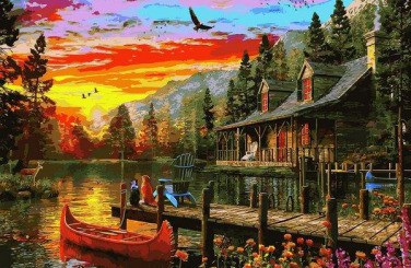 Картина маслом пейзаж “Рідна село” зелений, природа