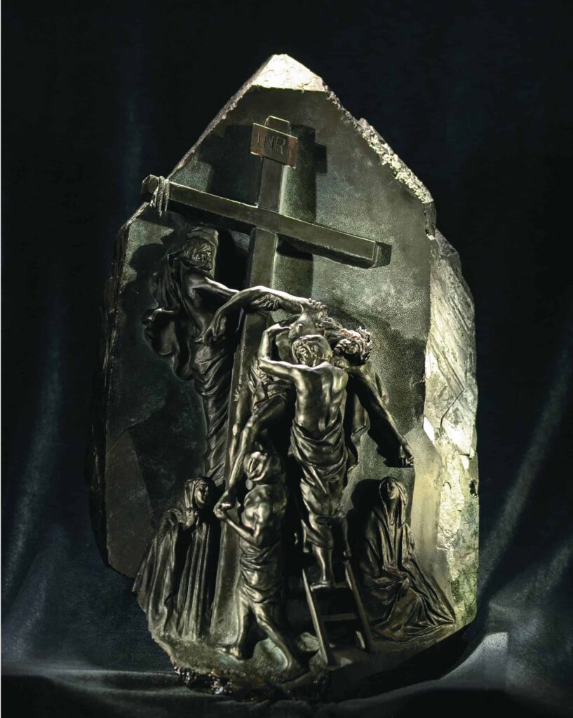 High relief the descent from the cross in a marion crystal